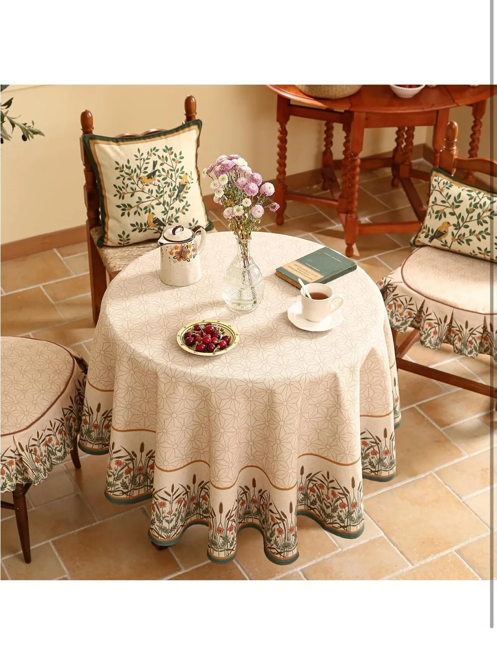 NEW patdrea Vintage French Linen Tablecloth, 55